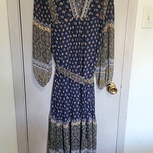 Julia Jordan Blue Patterned Dress Sz 2